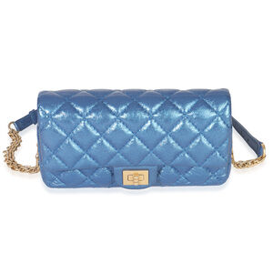 Chanel Blue Metallic Aged Quilted Calfskin 2.55 Reissue Flap Belt Bag